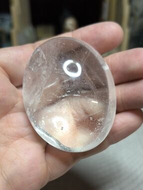 #50 High-Clarity Clear Quartz Palm Stone | 2" 3oz Master Healer Pocket Crystal